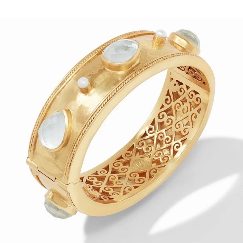 NWT Authentic Luxury Bohemian Julie Vos Cannes Gemstone Statement Hinge Bangle - Picture 5 of 17